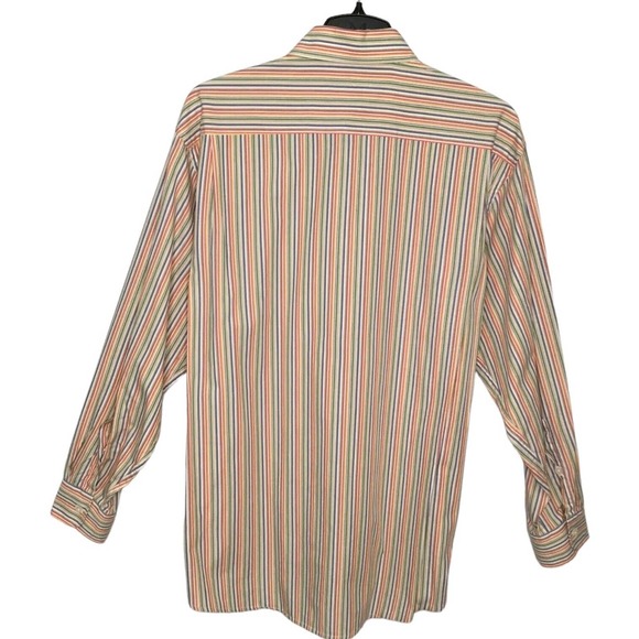 Alan Flusser Men’s Button Down Striped Cotton Long Sleeve Pocket L - Picture 4 of 8